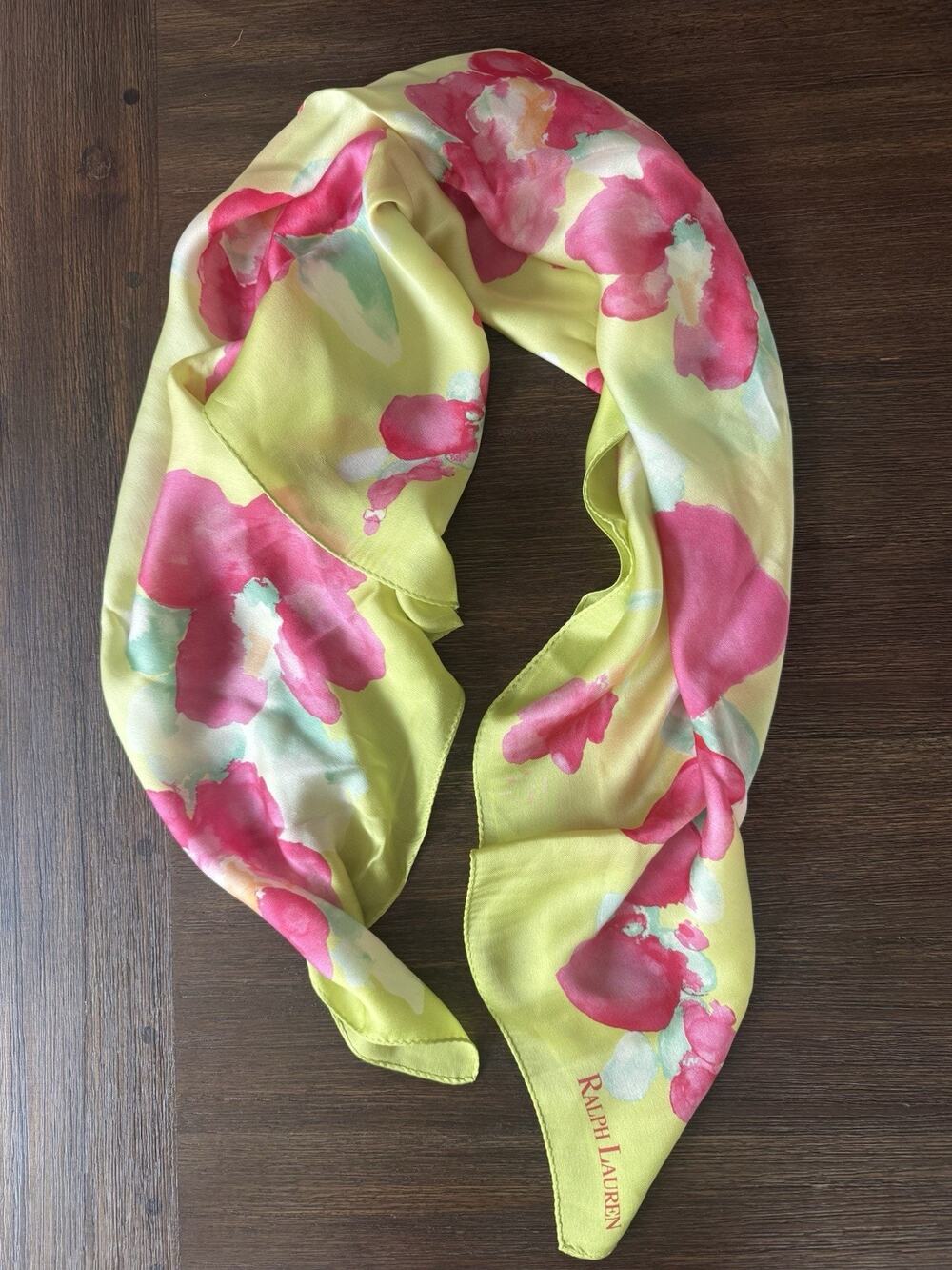 Ralph Lauren Collection 100% Silk Scarf Floral Print Summer Feminine Lady